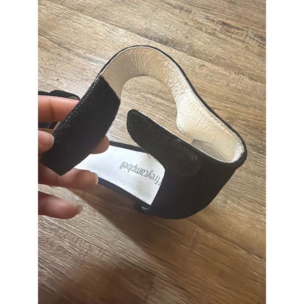 Jeffrey Campbell Lindsay Black Suede Block Heel Sandals Size 8 Minimalist Chunky - Picture 10 of 10